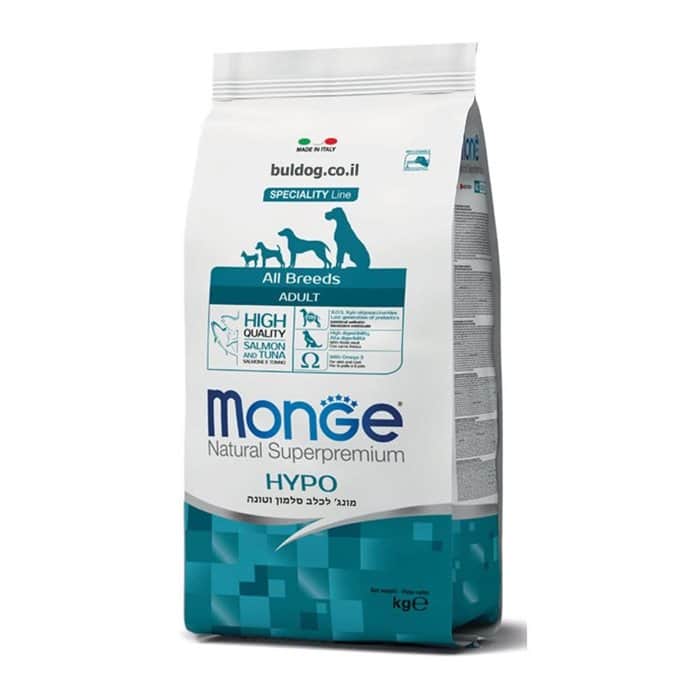 ומזון לכלבים מונג’ סלמון וטונה כל הגזעים היפואלרגני 12 ק”ג
