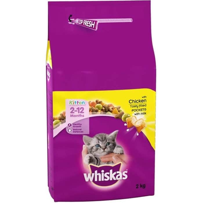מזון לגורי חתולים וויסקס בטעם עוף 2 ק"ג Whiskas dry food kitten