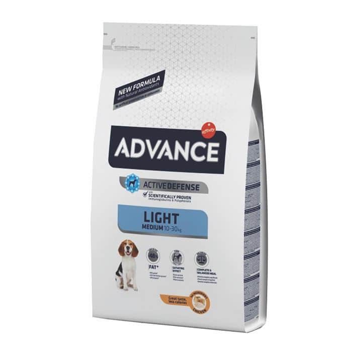 אדוונס מזון יבש לכלב בוגר מגזע בינוני לייט עוף 12 ק"ג Advance Chicken&Rice Light Formula Dry Food For Medium Adult Dog