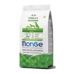 מזון לכלבים מונג’ בוגר מכל הגזעים ארנב אורז ותפו”א 12 ק”ג