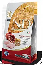 N&D אן די 5 ק"ג מזון יבש מופחת דגנים לחתולים בוגרים בטעם עוף ורימונים